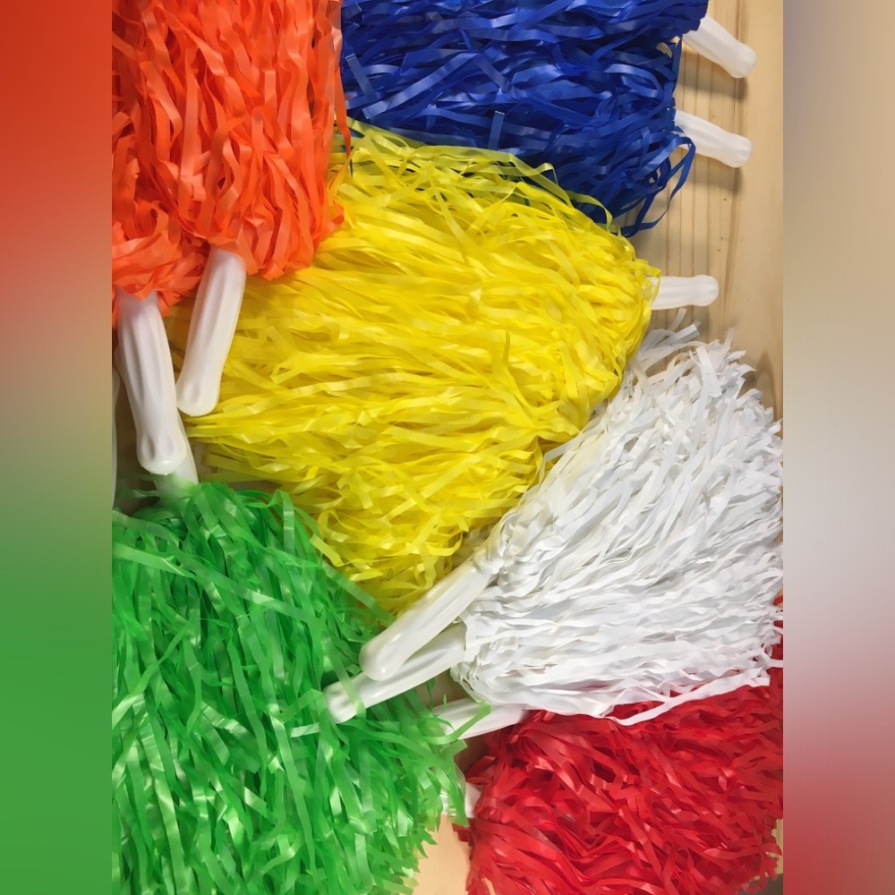 Hooshing 6 Pair Small Plastic Cheer Pom Poms Cheerleader Dance Party Colorful